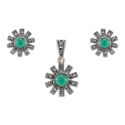 Marcasite Jewelry Set-E1743-ONX-PIN