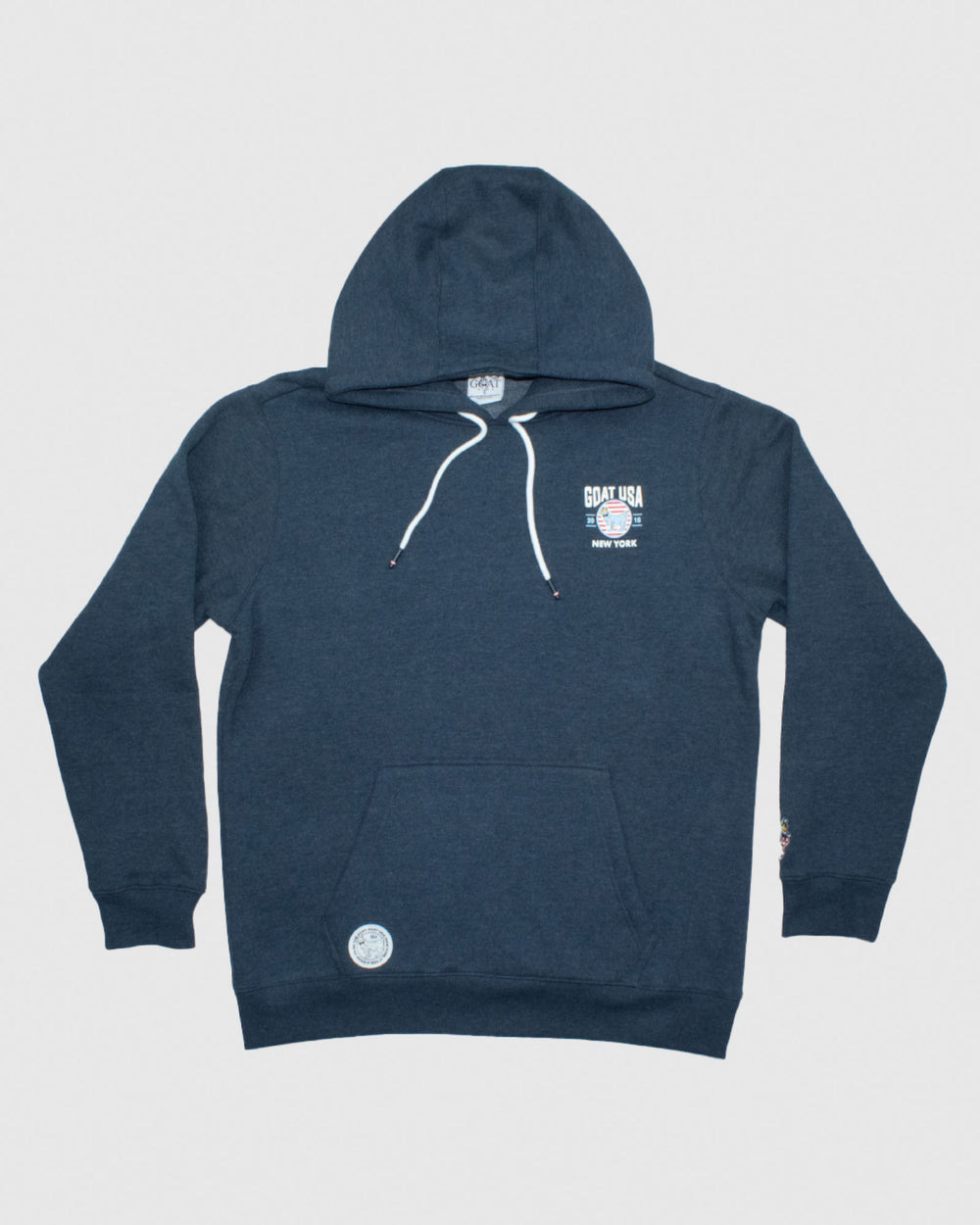 Front of navy New York Roots Hooded Sweatshirt